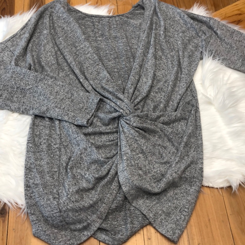 Grey knit top with open back